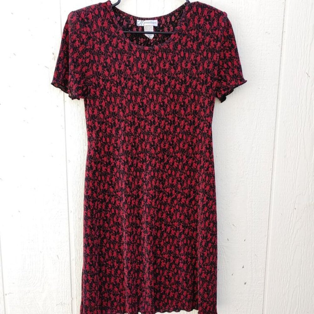 DressBarn Short Sleeve Dress Sz 8, Fit&Flare, Crinkle Stretch Lightweight. D-10